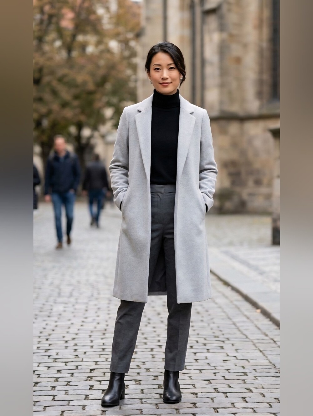Zara Women's Classic Light Gray Long Wool Coat